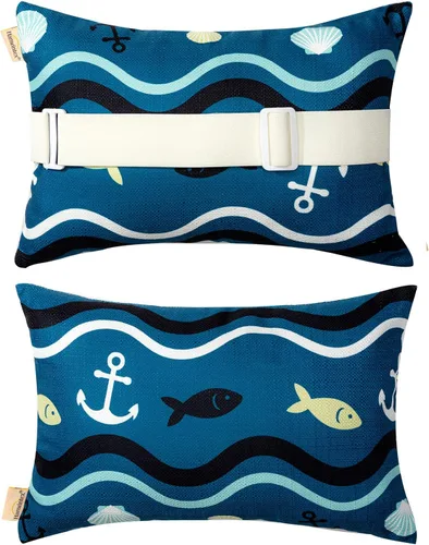 Vista 9 de Almohada para silla de playa al aire libre, almohadas para silla de piscina con inserto y rayas elásticas ajustables para sillón reclinable