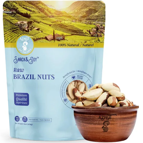 Vista 6 de Aznut Nueces de Brasil, comparadas con orgánicas, sin cáscara cruda, sin gluten y veganas, 100% naturales de calidad premium, súper alimentos