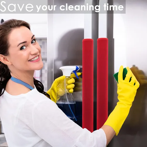 Vista 4 de Juego de 6 fundas para manija de puerta de refrigerador, lavables, manijas decorativas para electrodomésticos de cocina, nevera, horno, microondas
