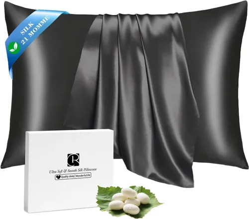 Vista 18 de Ravmix Fundas de almohada de seda con cremallera, seda de morera de 21 momme para la salud del cabello y la piel, funda de almohada suave, lisa