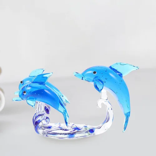 Vista 7 de BESPORTBLE Unique Glass Dolphin Figurine Cute Desktop Decor Compact Home Ornament Creative Tabletop Adorn for Office Bedroom Aesthetic Sculpture