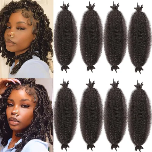 Vista 57 de 3 paquetes de cabello rizado afro elástico de 10 pulgadas, cabello trenzado Marley Twist 1B preseparado de ganchillo sintético suave para rastas