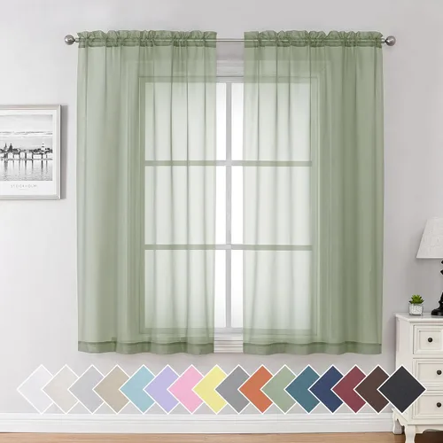Vista 174 de Aiyufeng 2 paneles de cenefa transparente negra de 14 pulgadas de largo, cortinas cortas para dormitorio, cortinas de cocina para ventana pequeña