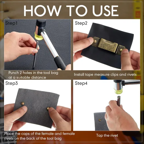 Vista 5 de Zhengmy 12 clips de cinta métrica de metal pequeños para cinturón de cuero occidental con remaches para herramienta de bolsillo de cuero, bronce