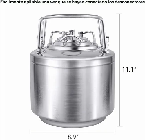 Vista 2 de TMCRAFT Mini barril de bloqueo de bola de acero inoxidable de 1.6 galones