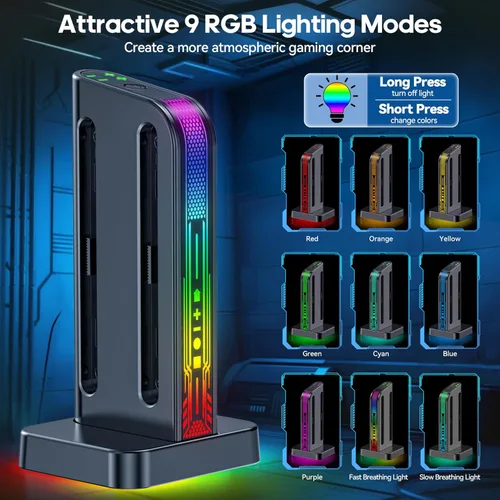 Vista 4 de Switch 2 Controller Charger Dock para Nintendo Switch 2 JoyCon, estación de carga magnética rápida de 2.5 horas con LED RGB e indicador, Joy-Con 2