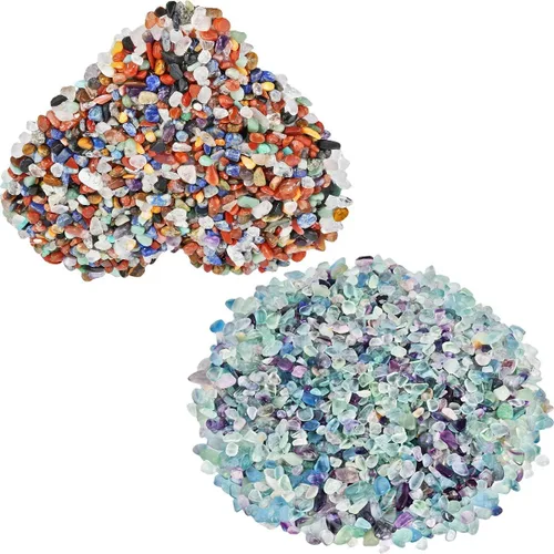 SUNYIK Fluoritaastillas de piedra surtidas trituradas de cristal curativo de cuarzo para decoración de Reiki de forma irregular, 0.1-0.5 pulgadas,