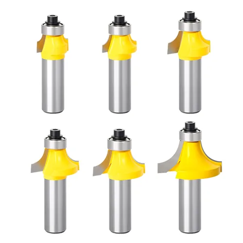 6 brocas redondas para enrutador, punta redonda de vástago de 1/2 pulgada, tamaños de radio: 1/8 ", 1/4", 5/16", 3/8", 7/16", 1/2"