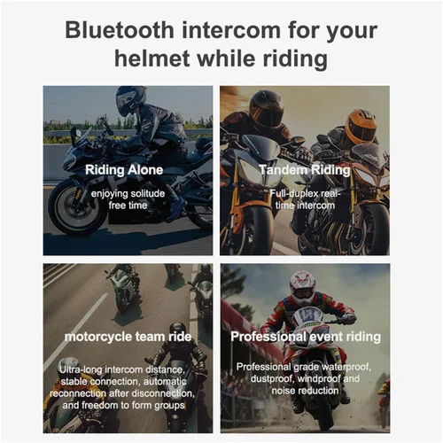 Vista 7 de Mesh 3.0 - Auriculares Bluetooth para motocicleta, 6 Riders Group V5.1, casco Bluetooth con intercambio de música y cancelación de ruido CVC