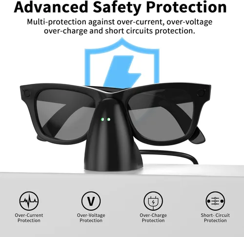 Vista 4 de Soporte de carga compatible con gafas inteligentes RayBan Meta, base de carga portátil para Wayfarer, Headliner y Skyler Gen 1 y 2 con cable USB-C