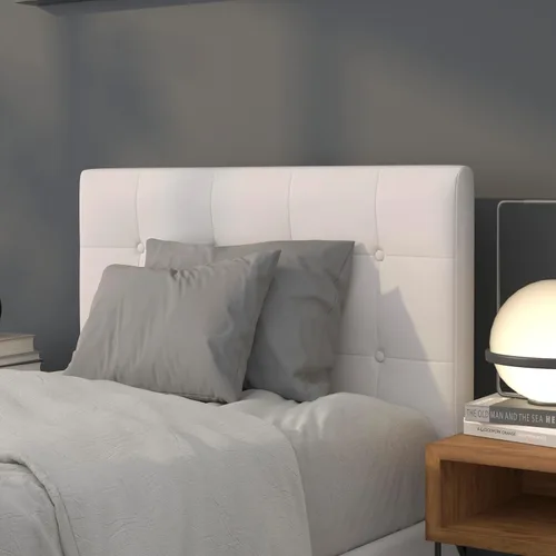 Vista 15 de Flash Furniture Bedford - Cabecero de cama doble tapizado con ribete de uñas en tela beige