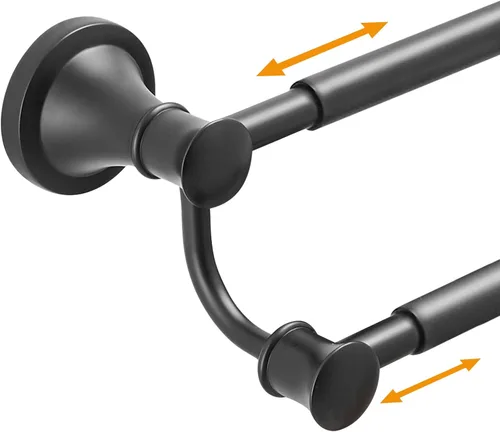 Vista 9 de Hoimpro - Barra de toalla retráctil ajustable de 15-27 pulgadas de acero inoxidable para baño, accesorios de baño, barra de toalla doble para baño