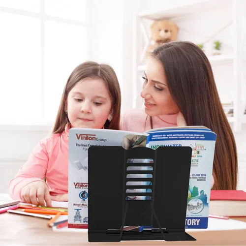 Vista 5 de Honagu Soporte de metal para libros de escritorio, soporte para libros para leer manos libres, soporte ajustable para documentos de libros