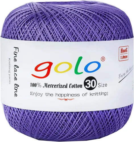 Vista 102 de Golo 3 bolas de hilo de ganchillo tamaño 30, hilo de bordar y lana para tejer a mano para calados 045