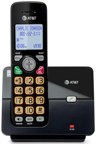 Vista 18 de AT&T EL1101 DECT 6.0 Teléfono inalámbrico con identificación de llamadas, teclado iluminado, pantalla LCD, altavoz dúplex completo - Modo ECO, modo