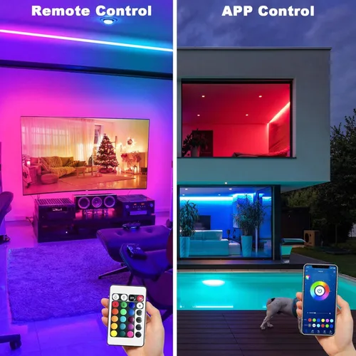 Vista 2 de dalattin Luces LED para dormitorio de 400 pies, tira de luces LED inteligentes con control remoto de aplicación, tiras de luz LED RGB, tira de luces