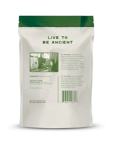 Vista 4 de Ancient Foods Albahaca griega orgánica y orégano - Hierbas secas prémium para cocinar y condimentar, 1.06 onzas cada una