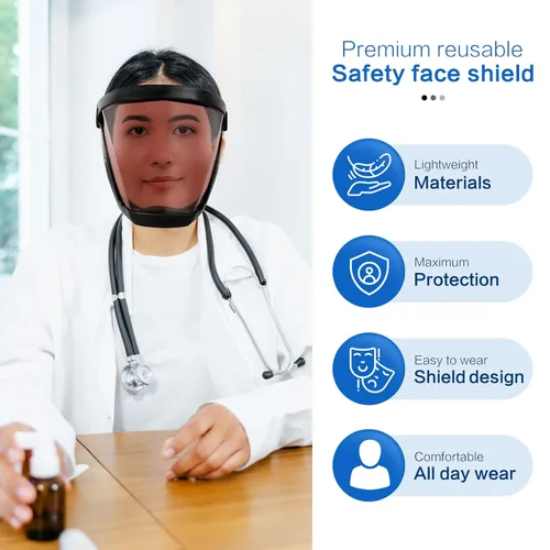 Vista 5 de Zoldag Protector facial súper protector antivaho de cara completa, protección facial unisex con flter desmontable (negro y marrón)