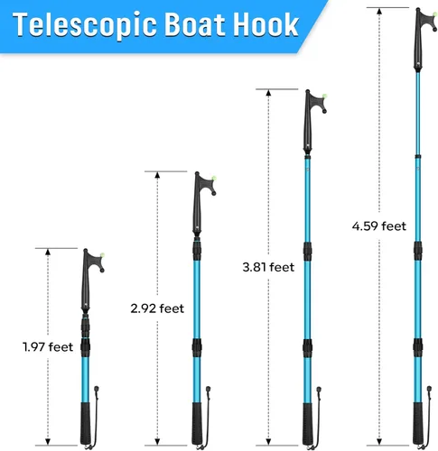 Vista 3 de SANLIKE Telescopic Boat Hook for Docking, Extendable Marine Docking Pole with Luminous Design, Rust-Resistant Aluminum, Non-Slip Handle, Lightweight