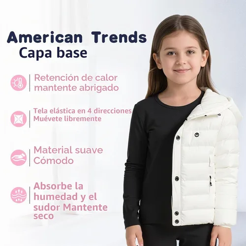 Vista 3 de Ropa interior térmica para niños pequeños, conjuntos de capa base de invierno tipo Long Johns para niñas y niños Un rosa oscuro.