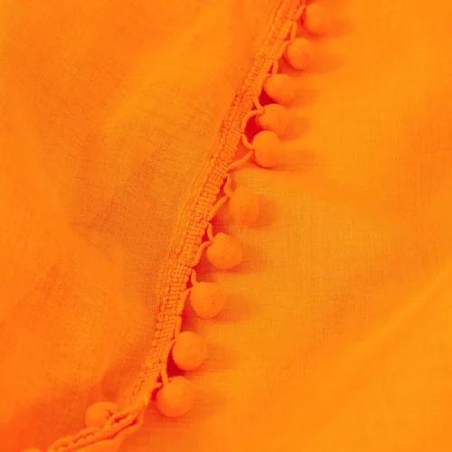 Vista 4 de Elegant Comfort Cortinas semitransparentes con borlas con pompones, juego de 2 paneles, con bolsillo para barra de 2 pulgadas, cortinas Naranja