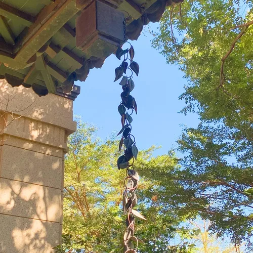Vista 7 de Cadena de lluvia de 8.5 pies, cadenas de lluvia para canalones, bajantes de cadena de lluvia de metal, círculo con hojas cadenas de canalón