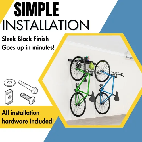 Vista 4 de Koova Soporte de pared para bicicleta Soporte de bicicleta de acero Perchas ajustables Fácil montaje Fabricado en Estados Unidos