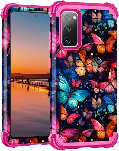 Vista 25 de Hocase Funda para Galaxy S20 FE 5G, resistente a prueba de golpes, goma de silicona suave, funda protectora híbrida de plástico duro para Samsung