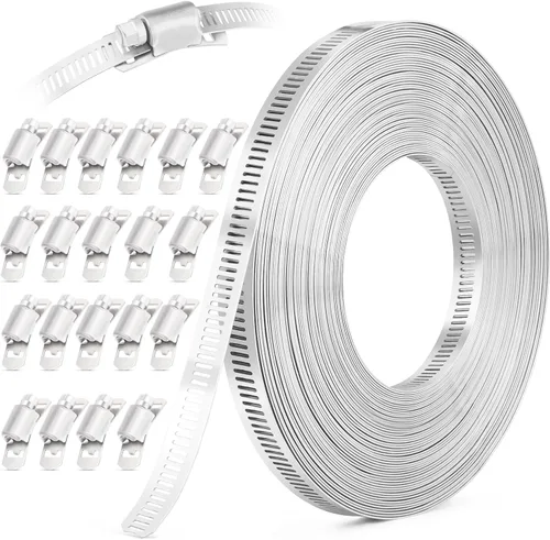 Vista 9 de OURU Paquete de 10 Abrazaderas para Mangueras de Acero Inoxidable Sujetadores Más Resistentes, Sujetadores de Abrazadera Helicoidal de Tornillo