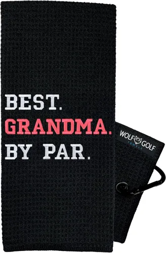 Vista 9 de Wolf Golf Towels - Toalla de golf Best Dad by Par - Accesorios de golf para hombre - Regalos de golf para hombres - Toalla de golf divertida bordada