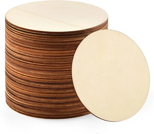 Vista 9 de Coopay 120 círculos de madera de 2 pulgadas, rebanadas de madera redondas sin terminar, recortes de madera natural para colgar puertas, pintura