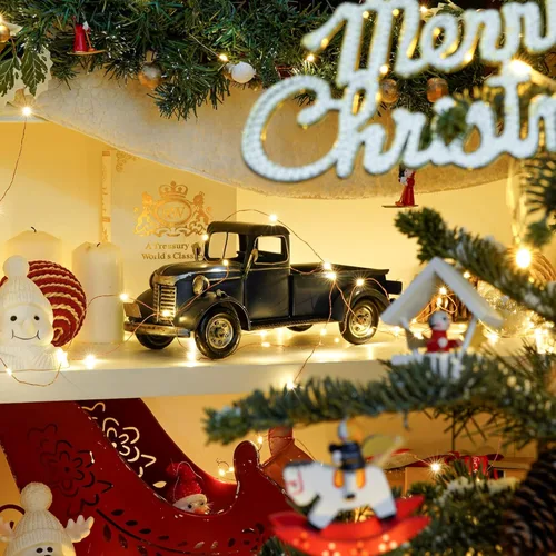 Vista 2 de SOFFEE DESIGN Vehículos coleccionables clásicos de 12 pulgadas, decoración de hierro modelo Pick-up, figura coleccionable, soporte de vino de Azul