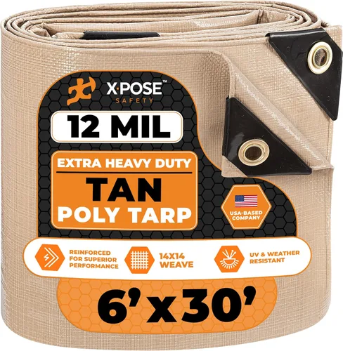 Vista 82 de Xpose Safety Lona protectora de polietileno plateado resistente de 5 x 7 pies - Funda protectora multiusos - Duradera, resistente al agua
