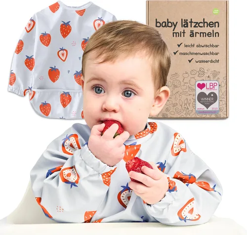 Vista 16 de Baberos impermeables para comer (niño o niña de 6 a 24 meses) – Babero de manga larga para bebé destete