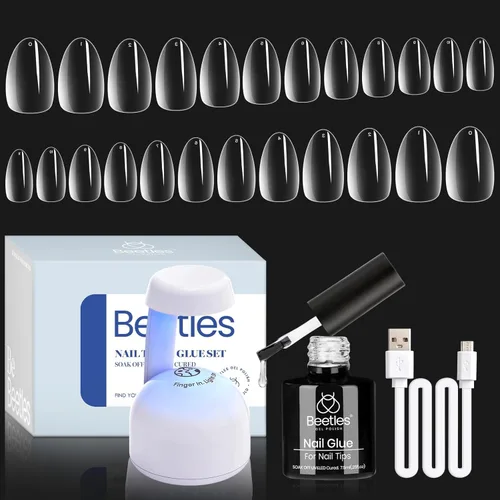 Vista 12 de Beetles Kit de Uñas de Gel de Extensión Fácil, 240 PCS Puntas de Uñas de Gel Cuadradas Largas de Cobertura Completa Con Pegamento de Uñas 5 en 1 Gel