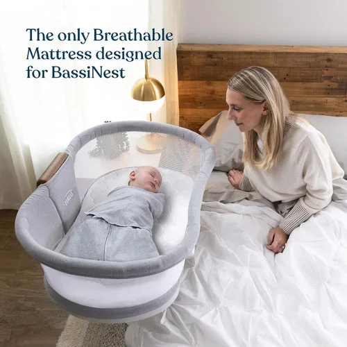 Vista 2 de HALO DreamWeave - Almohadilla BassiNest de malla transpirable, funda y núcleo 100% lavables, materiales hipoalergénicos, no tóxicos