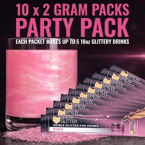 Vista 186 de Brew Glitter - Purpurina comestible rosa claro para bebidas, cócteles, cerveza y bebidas 1 frasco de 4g