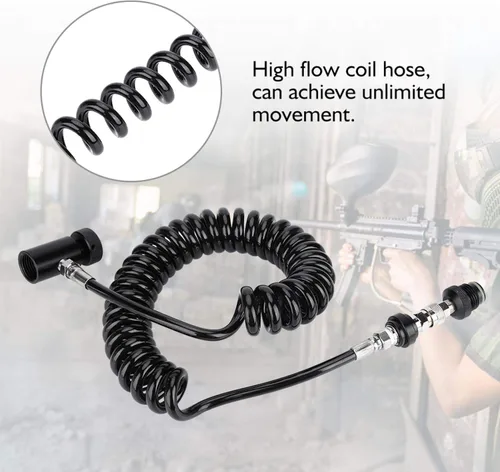 Vista 4 de Bobina remota de tanque de paintball resistente, bobina de paintball flexible de conexión de cilindro manguera de válvula de conexión en espiral