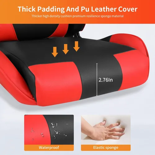 Vista 97 de Silla ergonómica para videojuegos, silla de juegos con reposacabezas, silla de computadora de oficina con ruedas y soporte lumbar, silla