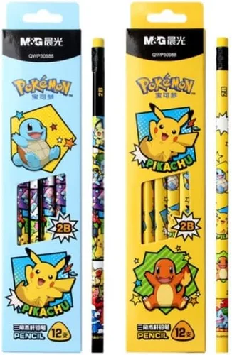 Vista 4 de Lápices Pikachu con goma, lápices triangulares 2B, 12 unidades (Azul)