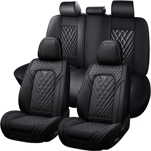 Vista 30 de Fundas de Asiento de Coche para Nissan Altima 2000-2026, Funda de Asiento Completa de Piel Nappa Impermeable, Protector de Asiento Automotriz Negro