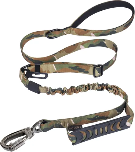 Vista 15 de Correa táctica Hotsky resistente para perros medianos y grandes que tiran, de 4-6 pies, correa elástica fuerte con absorción de golpes y sin