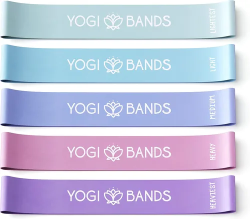 XNM Creations Yogi Bands - Bandas de resistencia de bucle para entrenamiento, fitness y ejercicio de yoga - Juego de 5 bandas de ejercicio pastel