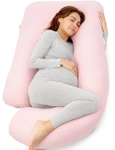 Vista 12 de Momcozy Almohadas de embarazo para dormir, almohada de maternidad de cuerpo completo en forma de U con funda extraíble, soporte para espalda
