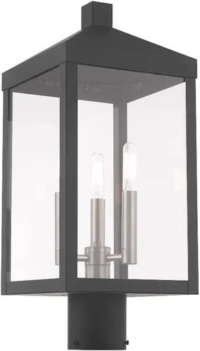 Vista 4 de Livex Iluminación 3 luces de latón antiguo al aire libre poste superior linterna