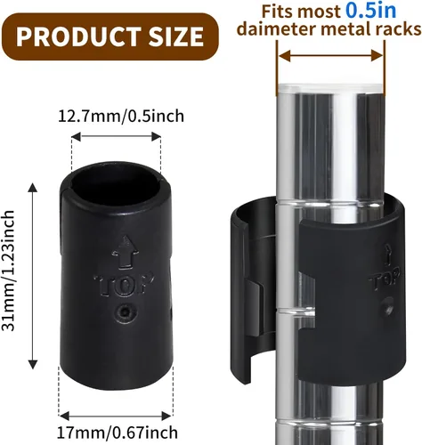 Vista 2 de 25 pares de clips de bloqueo de estante de alambre de 1/2 pulgada, clips de plástico de repuesto para estantes de manga negra para postes de menos
