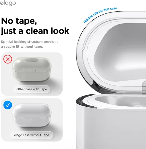 Vista 7 de elago Funda transparente compatible con AirPods Pro 3 funda transparente – Cordón incluido, correa incluida, reducción del amarilleo, a prueba
