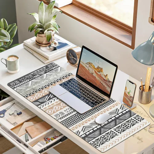 Vista 8 de ILeadon Alfombrilla de mouse XXL extendida para juegos, 35.4 x 15.75 pulgadas, base de goma antideslizante (arte geométrico)