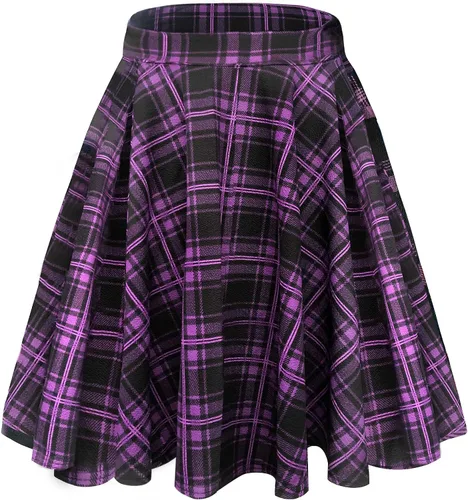 Vista 18 de Urban CoCo Women's Basic Midi Skirt Versatile Stretchy Flared Casual High Waisted Skirt Negro