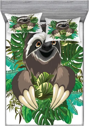 Vista 36 de Ambesonne Island Map - Juego de sábanas bajeras y fundas de almohada, mapa del tesoro súper detallado, diseño de piratas rústicos grungy, tema